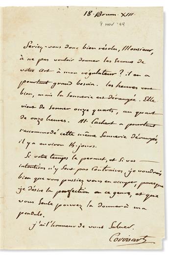 (MEDICINE.) CORVISART, JEAN-NICOLAS. Two Autograph Letters Signed, in French.